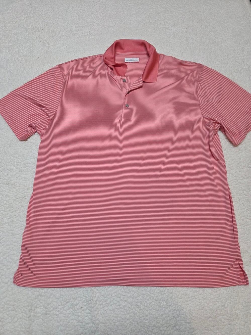 Grand Slam Coral Pink Micro-Striped Polo